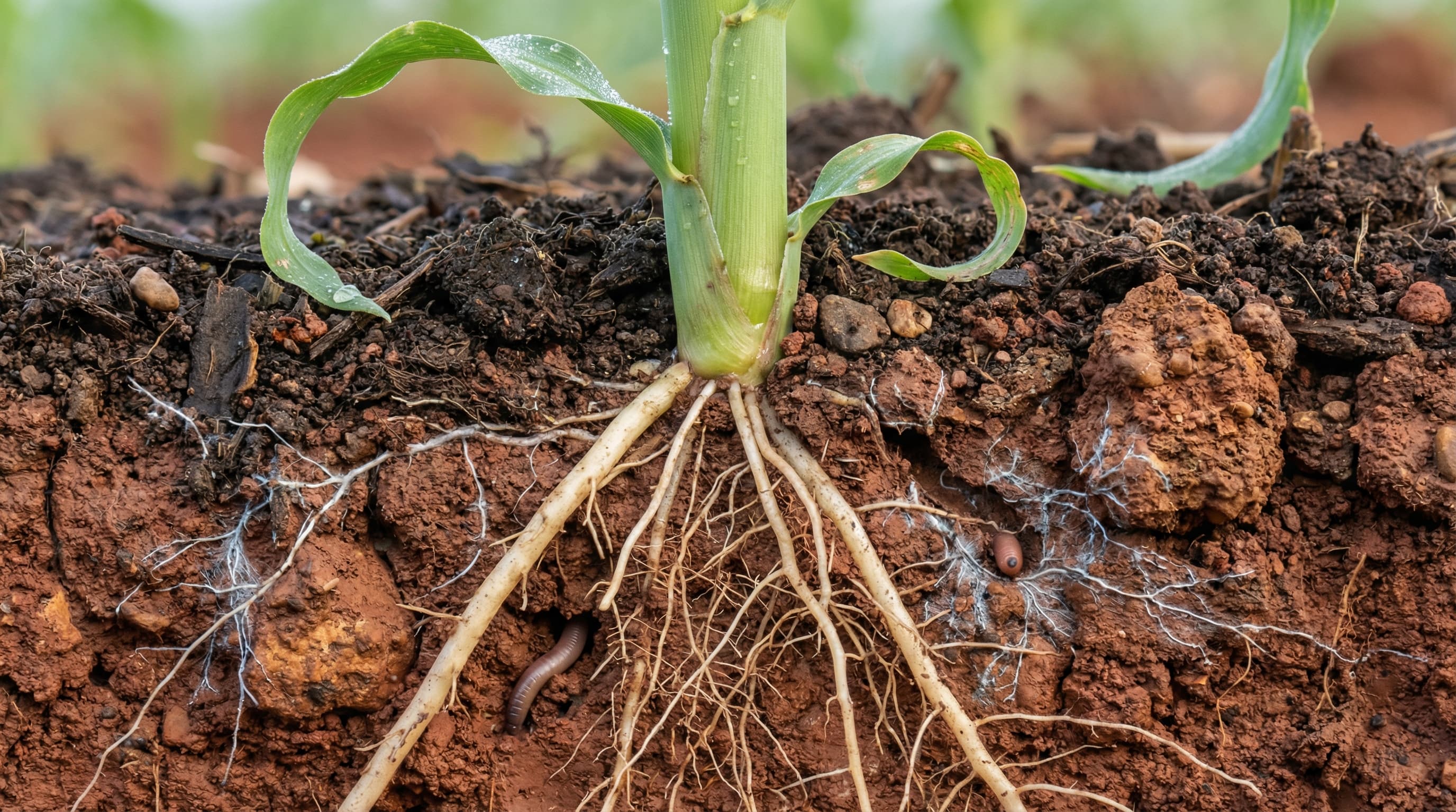Healthy maize roots showing soil health