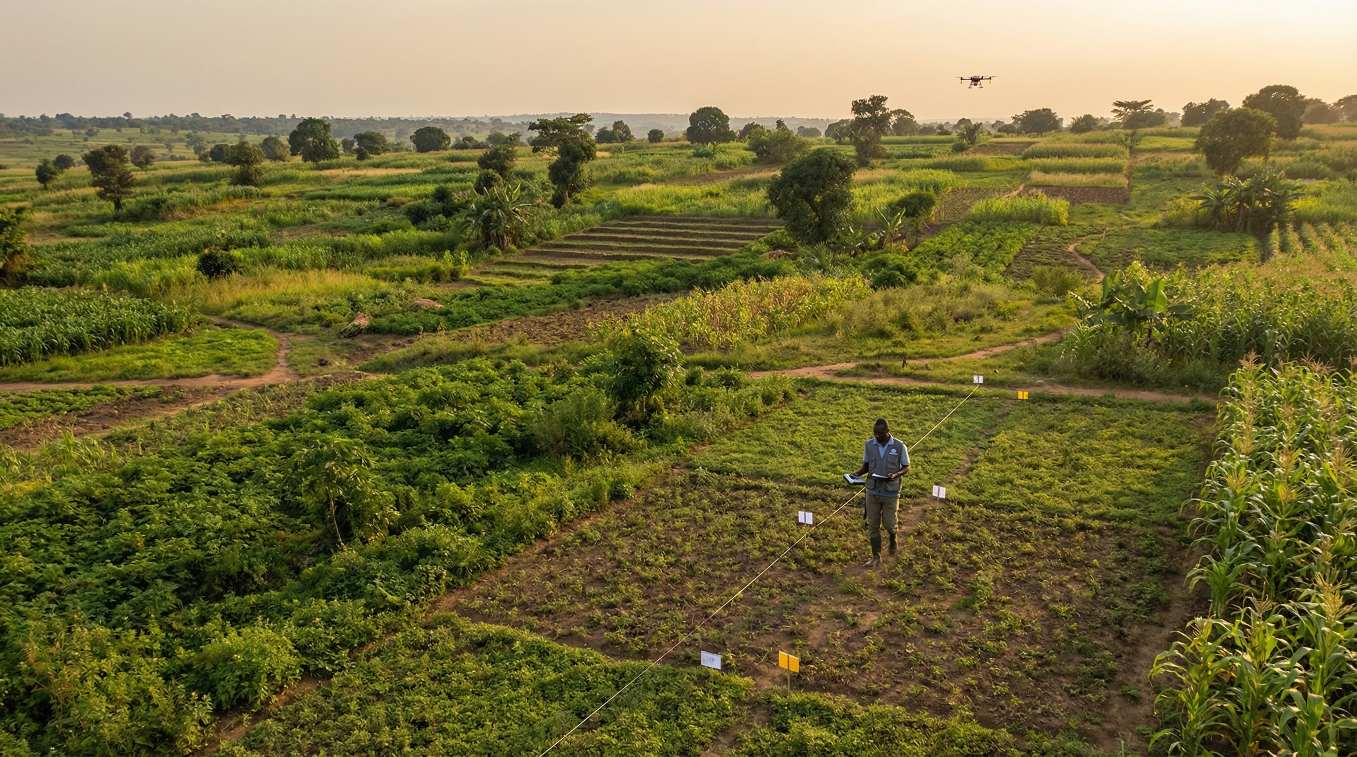 Ugandan smallholder farmer conducting soil sampling